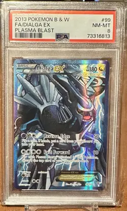 2013 Pokemon Dialga EX Full Art Black & White Plasma Blast PSA 8 99/101 - Image 1
