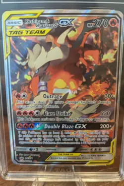 Pokemon RESHIRAM & CHARIZARD SM201 TAG 8 NM MT Full Art Black Star Promo - Image 2