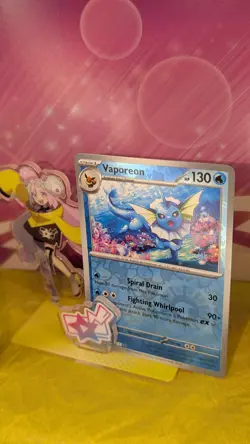 2025 Pokemon TCG Vaporeon 022 Prismatic Evolutions Reverse Holo Rare Card NM+ - Image 1