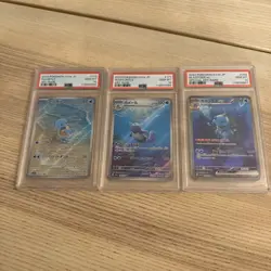 PSA 10 Blastoise ex SAR 202/165 Squirtle Wartortle Set Pokemon Card 151 Japanese - Image 1