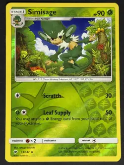 Simisage #13/147 Reverse Holo SM - Burning Shadows Pokemon Card TCG - Image 1