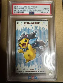 Pokemon Poncho Pikachu Business Card Psa8 - Image 1