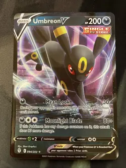 Umbreon V 094/203 Evolving Skies NM Full Art Ultra Rare Pokemon Card Dark Type - Image 1