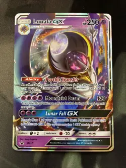 Lunala GX SM17 SM Black Star Promo Pokemon Card Psychic Type Full Art - Image 1