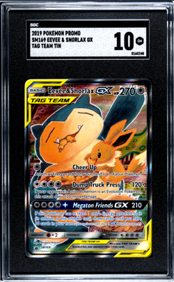 Pokemon Eevee & Snorlax GX Tag Team Tins Full Art Promo SM169 SGC 10 Gem Mint - Image 1