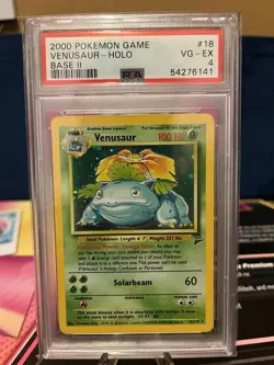 2000 Pokemon Base Set 2 Venusaur Holo #18 VG-EX Graded Card PSA 4 - Image 1