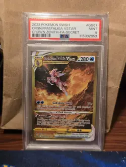 2023 POKEMON SWORD AND SHIELD CROWN ZENITH FA/ORIGIN FORME PALKIA VSTAR PSA 9 - Image 1