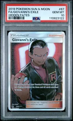 Giovanni's Exile - 67/68 - Full Art Rare Card - Pokemon Hidden Fates PSA 10 - Image 1