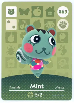 Mint #063- Amiibo Card - Animal Crossing Series 1 - Authentic Nintendo - Image 1