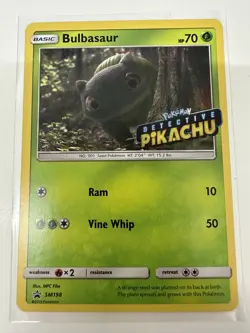 Bulbasaur SM198 Detective Pikachu Stamped Promo Pokemon Card 2019 stamp - Image 1