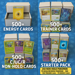 500+ Pokemon Cards - Energy, Trainer, Holo, Starter w/ 4 EX/V + Codes -Free Ship - Image 4