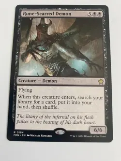 x1 Rune-Scarred Demon FDN Foundations MTG 184 RARE M/NM 1x - Image 1