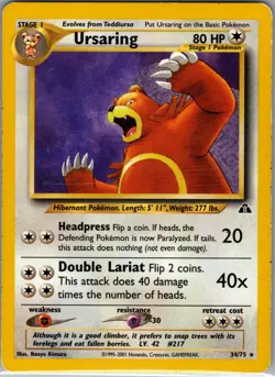 Ursaring 34/75 - Pokemon TCG Neo Discovery Unlimited - Regular Rare (LP) - Image 1