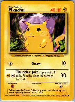 Pikachu 58/102 Common - Pokemon TCG Base Set Unlimited - Regular (LP) - Image 1