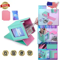 Luxurious MTG Card Deck Box - Holds 100+ Double-Sleeved Cards, Turquoise & Pink - Image 1