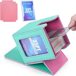Luxurious MTG Card Deck Box - Holds 100+ Double-Sleeved Cards, Turquoise & Pink - Image 3