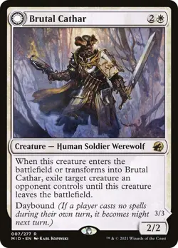 Brutal Cathar // Moonrage Brute - Innistrad MTG MAGIC HUMAN SOLDIER WEREWOLF - Image 1