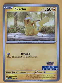 Pikachu SVP214 Illustration Contest 2024 Black Star Promo Pokemon Card PTCG NM - Image 1