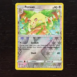 Persian 102/147 Pokemon Burning Shadows Sun & Moon Reverse Holo Rare Card NM - Image 1