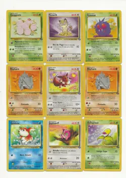 Pokemon Lote 9 JUNGLE SET 2000 Espanol Played Lot Spanish POKEMON cards x9 - Image 1