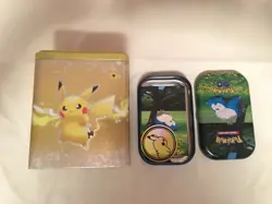 EMPTY Pokemon Electric Type Stacking Tin and Pokemon GO Snorlax Mini Tin - Image 1