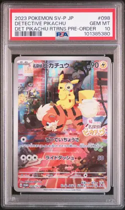 2023 POKEMON JAPANESE SV-P PROMO #098 DETECTIVE PIKACHU PSA 10 - Image 1