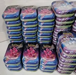 Pokemon Lot Of 78 Collectible Mini Tins Paldean Fates Empty W/ Art Stickers - Image 1