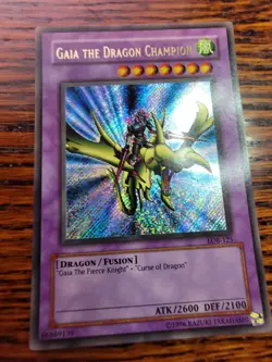 Yugioh MISPRINT Gaia The Dragon Champion LOB-125 GOLD Name - Image 2