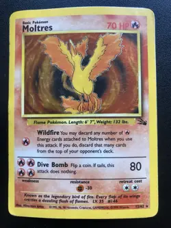 Pokemon Card Moltres 12/62 Fossil Holo Rare 1999 WOTC Vintage - Image 1