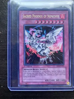 Yugioh Sacred Phoenix of Nephthys FET-EN005 Ultimate Rare 1st Edition NM Faded - Image 1