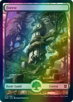 1x NM Full Art Foil Forest #279 - Zendikar Rising [MTG] pack fresh - Image 1