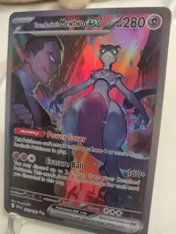 *Custom-made*High Quality,Team Rockets Mewtwo Ex,Textured Holo"Display Card" - Image 1