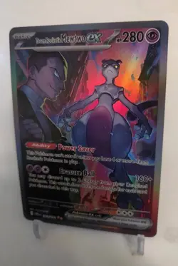 *Custom-made*High Quality,Team Rockets Mewtwo Ex,Textured Holo"Display Card" - Image 3