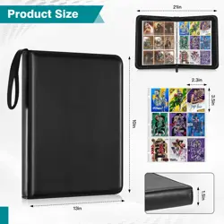 Trading Card Binder 900 Pockets Card Sleeves with Zipper Card Display Double ... - Image 2