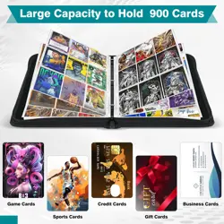 Trading Card Binder 900 Pockets Card Sleeves with Zipper Card Display Double ... - Image 4