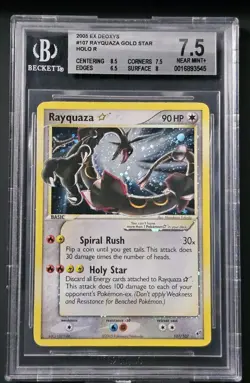 Rayquaza Gold Star 107/107 EX Deoxys BGS 7.5 NM+ Pokemon Card. - Image 1