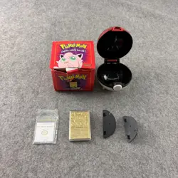 Pokemon Burger King Jigglypuff 23K Gold Plated Trading Card Poke Ball Box COA - Image 1