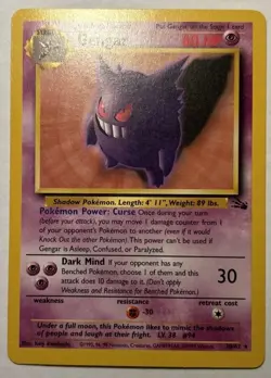 1999 Pokemon TCG Fossil Gengar 20/62 Non Holo Rare Card Vintage WOTC LP - Image 1