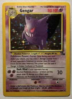 1999 Pokemon TCG Fossil Gengar 5/62 Holo Rare Card Vintage WOTC LP+ - Image 1