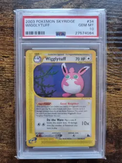 PSA 10 GEM MINT Wigglytuff 34/144 Skyridge Pokemon Card non Holo Rare - Image 1