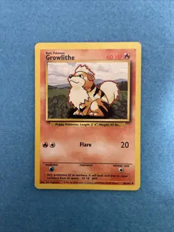 Pokemon TCG Growlithe Base Set 28/102 Regular Unlimited Uncommon Card NM - Image 1