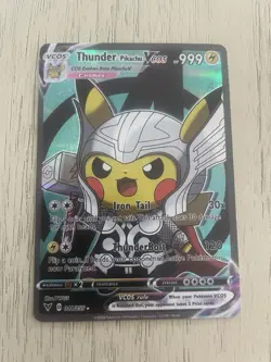 Pokemon Thunder Pikachu Thor Cosplay Promo Holo Trading Card - Image 1