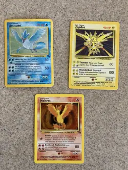 Pokemon 1999 Fossil Lot Articuno 17/62 Moltres 27/62 Zapdos 30/62 Holo MP TCG - Image 1