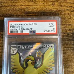 2024 Pokemon Paldean Fates Pidgeot ex Shiny Ultra Rare #221/091 PSA 9 Mint - Image 2