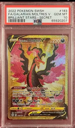 Galarian Moltres V Pokemon Brilliant Stars 183/172 Gold Secret PSA 10 - Image 1