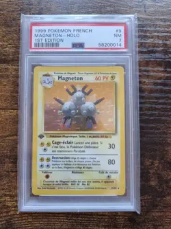 PSA 7 1st Edition Magneton - Holo 9/102 Base Set FRENCH Pokemon Card WoTC - Image 1