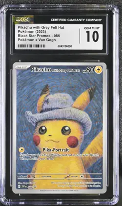 POKEMON CGC 10 2023 Pikachu with Grey Felt Hat SVP 085 Promo Van Gogh *4090 - Image 1