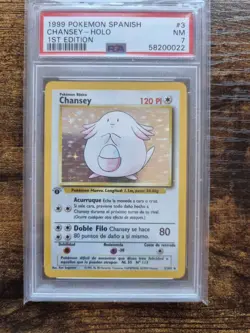 1999 Pokemon SPANISH 1st Edition Base Set Chansey Holo 3/102 PSA 7 - Image 1