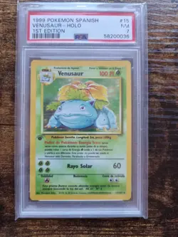 1999 Pokemon SPANISH 1st Edition Base Set Venusaur Holo 15/102 PSA 7 - Image 1