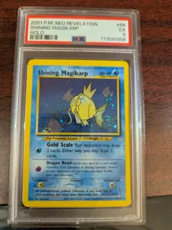 PSA 5 Shining Magikarp Holo #66 2001 Pokemon Neo Revelation (Secret Rare/SWIRL) - Image 5